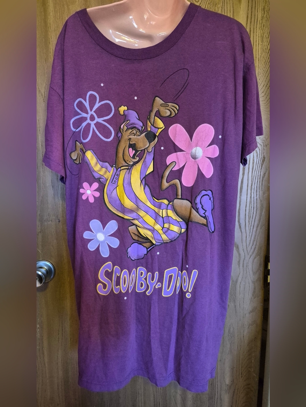 Vtg  Scooby Doo  Graphic Nightshirt Nightgown T-Shirt Purple OS Groovy Pup Retro